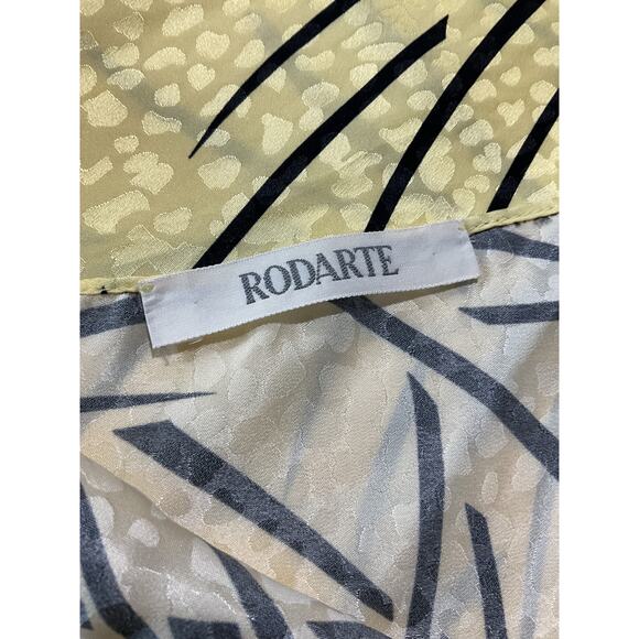 Rodarte 'Embellished' Yellow Printed Silk-Jacquard Midi Dress Size 12 - Picture 5 of 6